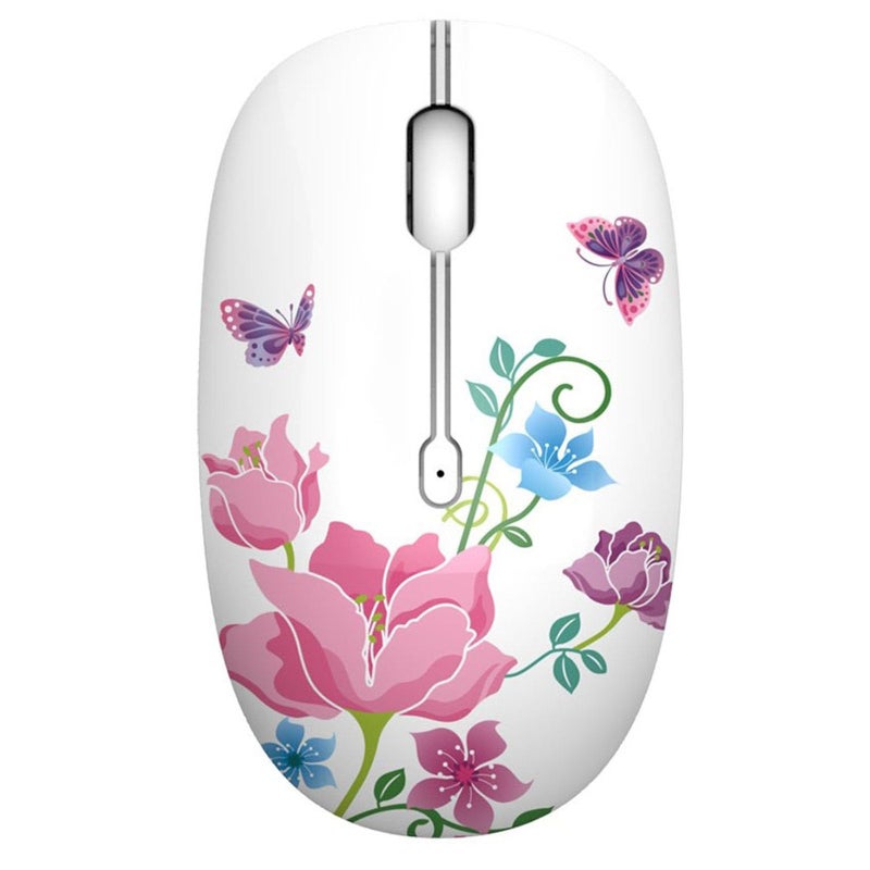 TENMOS M101 Wireless Mouse Cute Silent Computer Mice with USB Receiver, 2.4G Optical Wireless Travel Mouse 1600 DPI for Laptop, Notebook, PC, Computer (Butterfly) - Image 1